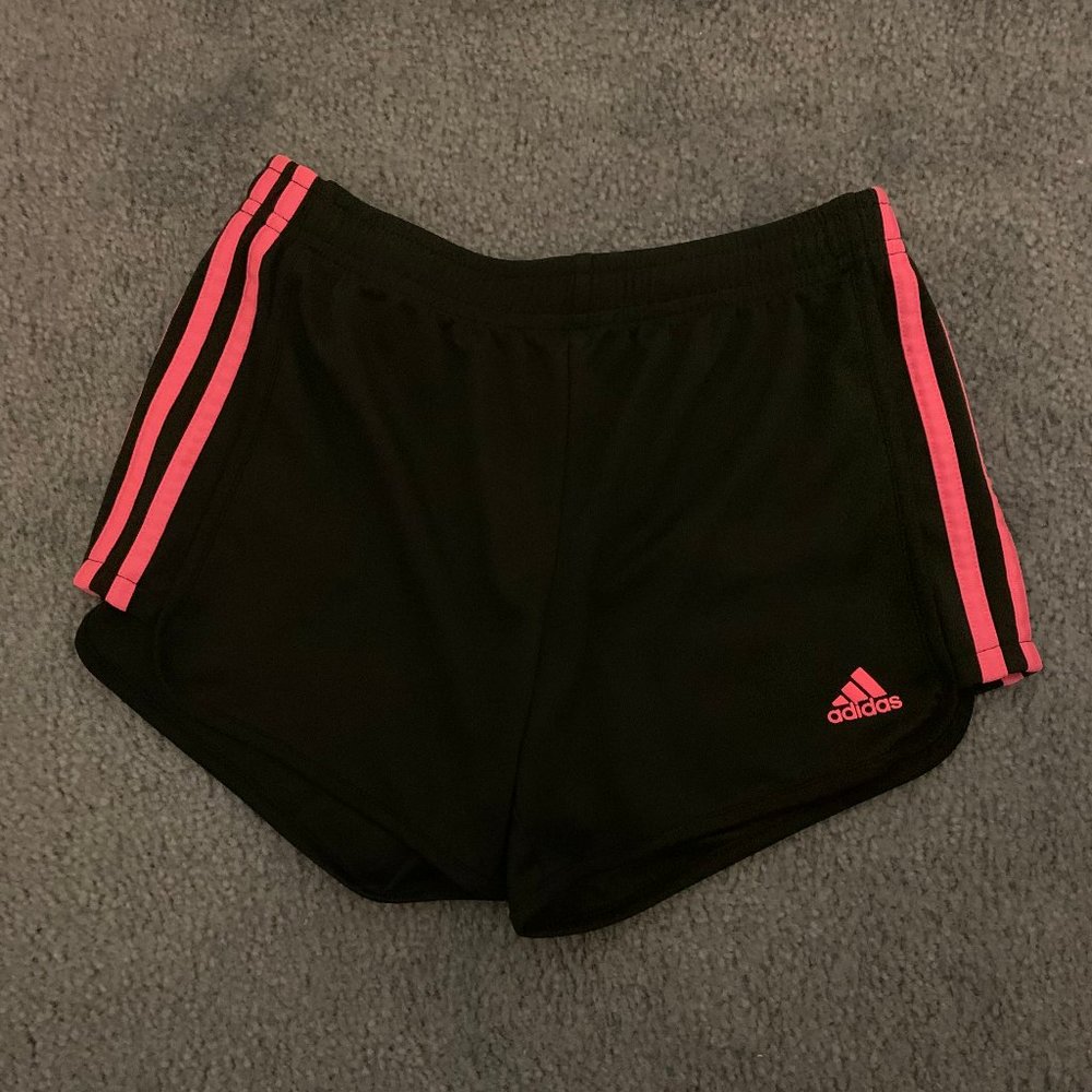 Adidas Girl's 3 Stripe Mesh Shorts Black L (12/14)